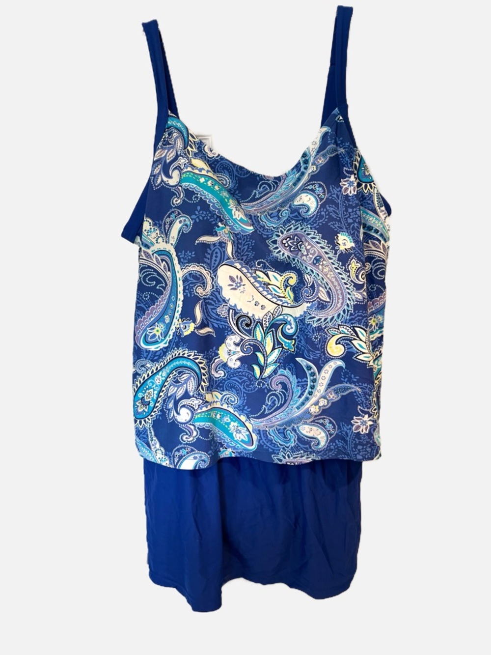 Catherines Women’s Light Blue White Swimsuit Bathing Suit Swim Dress 22W